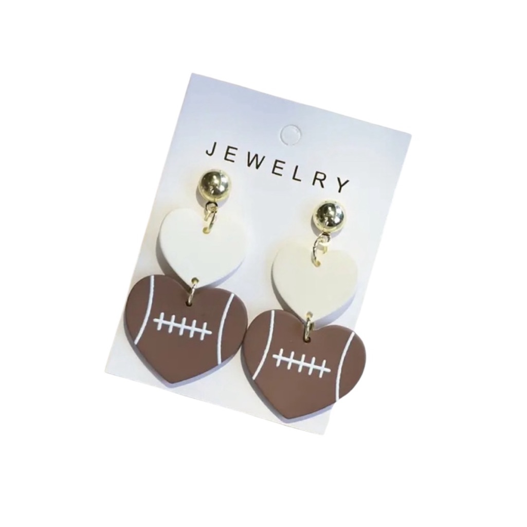 Heart Football Dangle Earrings 16$